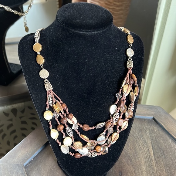 Brighton, multi-layered necklace; sparkle and shimmer, silver gold & brown